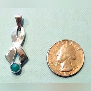 SILVER BOW PENDANT with turquoise stone